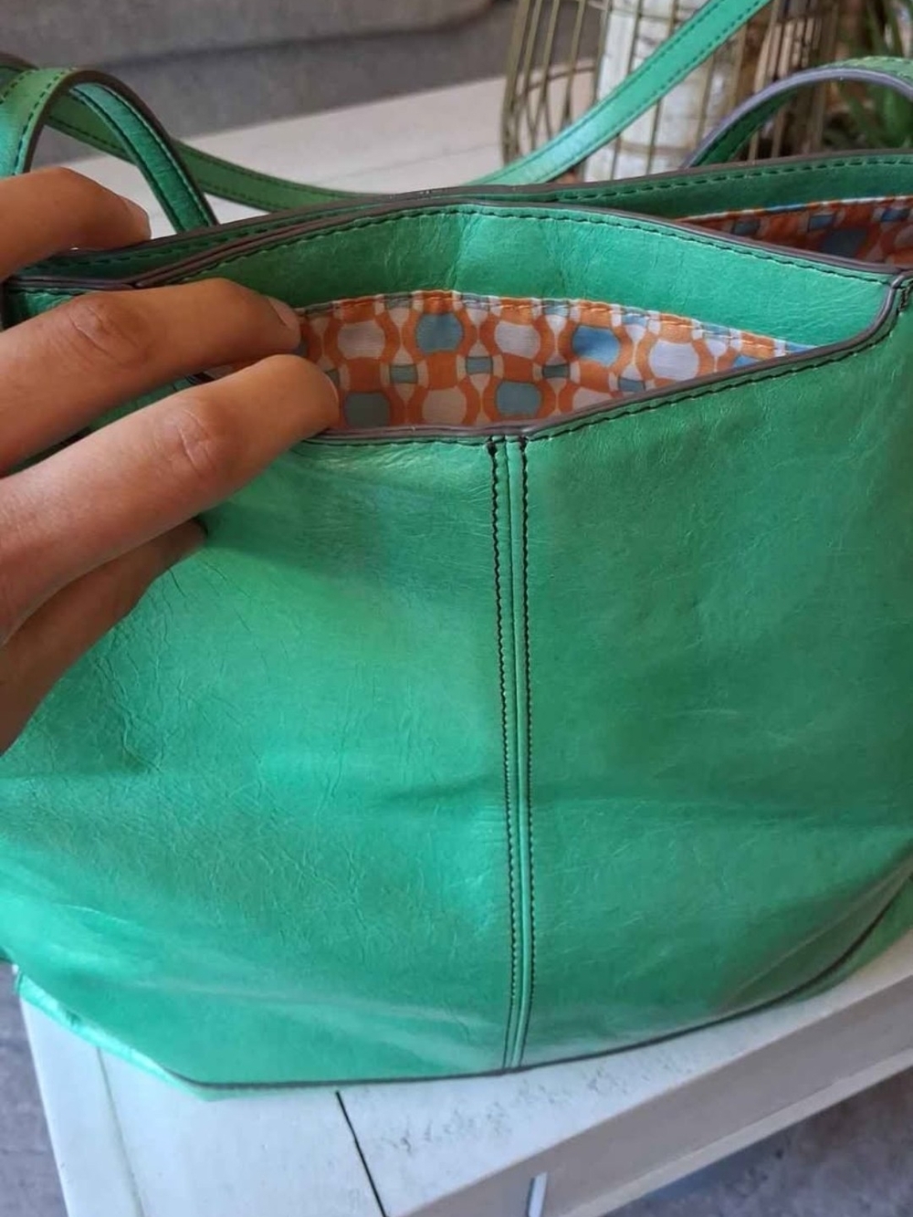 HOBO Emerald Green Leather Tote - Picture 3 of 13